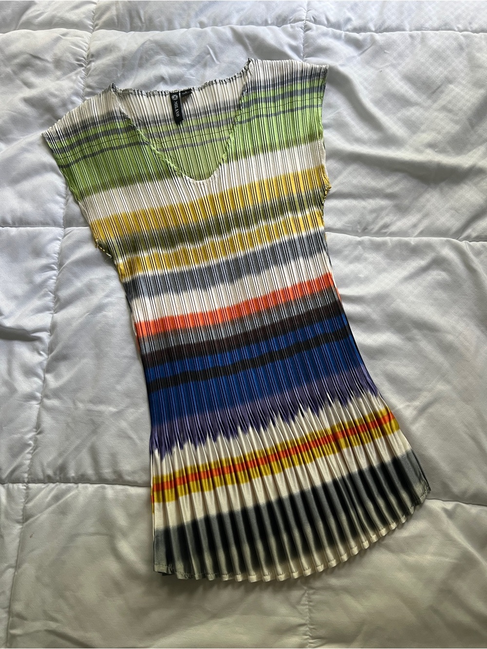 Pleated Multicolor Striped Top, Size Women’s M